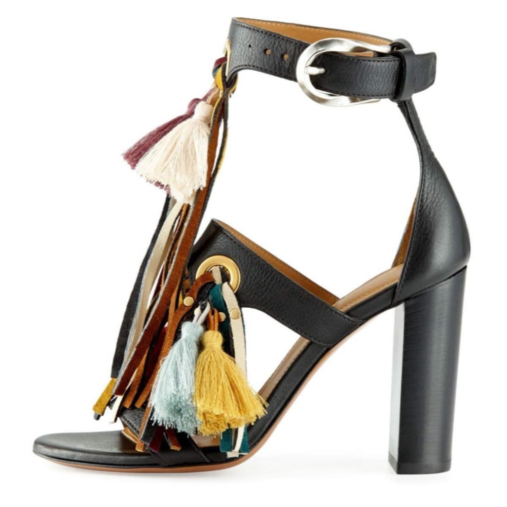 Chloé Tassel Fringe Leather Sandals